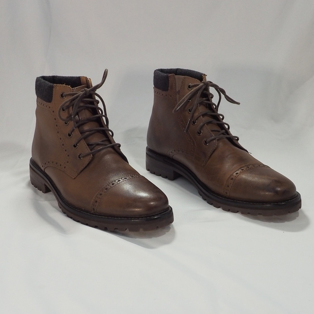Mark Nason Boots Mens 10 Brown Leather Lace Up Brogue Cap Toe Lug Sole Rugged
